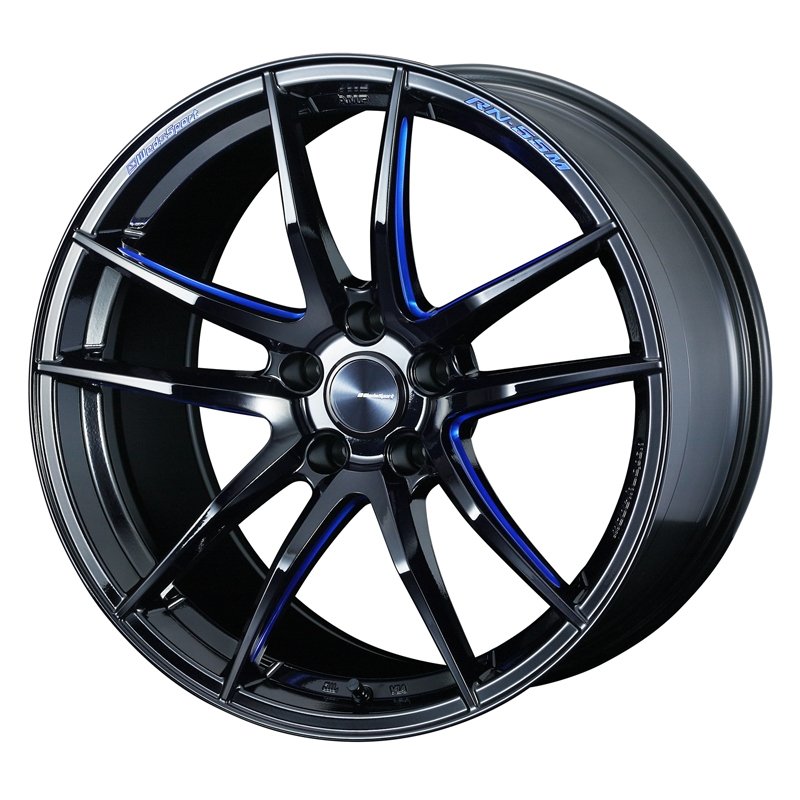 WedsSport RN-55M 1995+48 5H114.3 ﾌﾞﾗｯｸﾌﾞﾙｰﾏｼﾆﾝｸﾞ