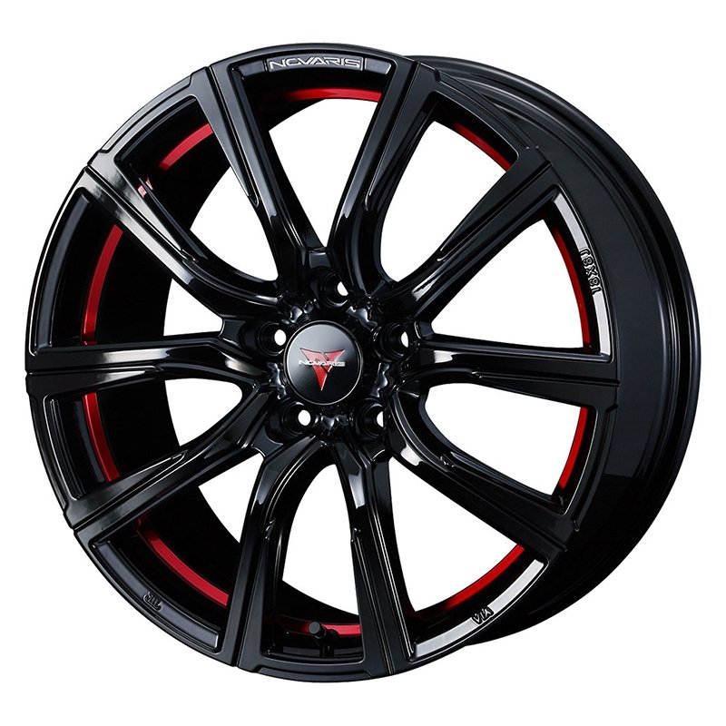 NOVARIS ROHGUE CB 1870+53 5H114.3 ﾋﾟｱﾉﾌﾞﾗｯｸ/ﾚｯﾄﾞﾗｲﾝ 